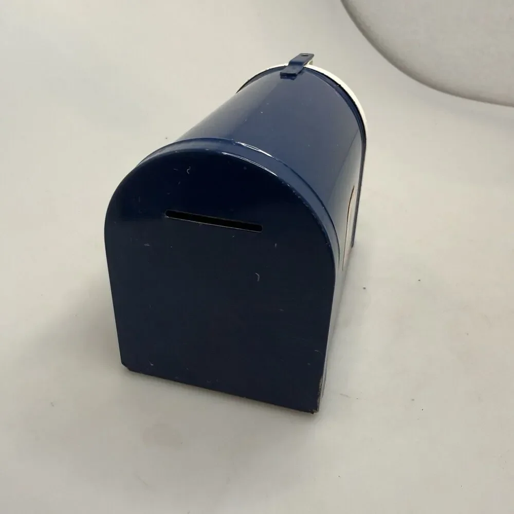Vintage MidCentury USPS Tin Litho Bank,House Mailbox Design W/Flag-Very Good
